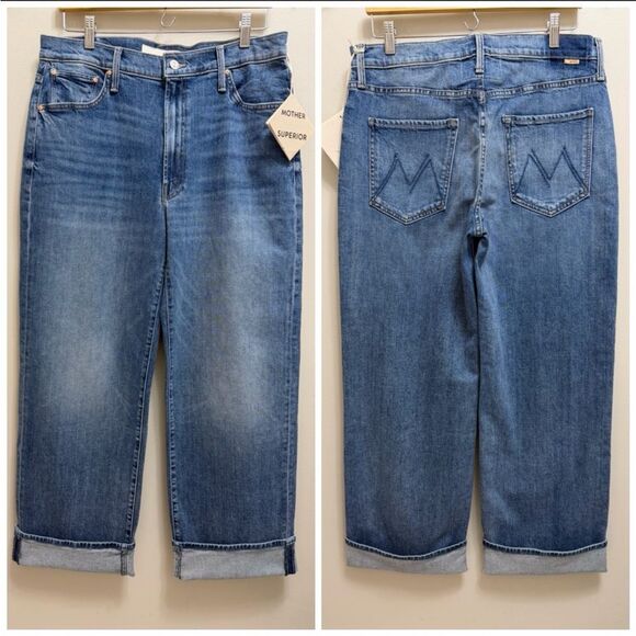 NWT Mother Superior The Dodge Flood Cuff Denim Jean in Toil and Trouble Size 30 - Picture 2 of 9